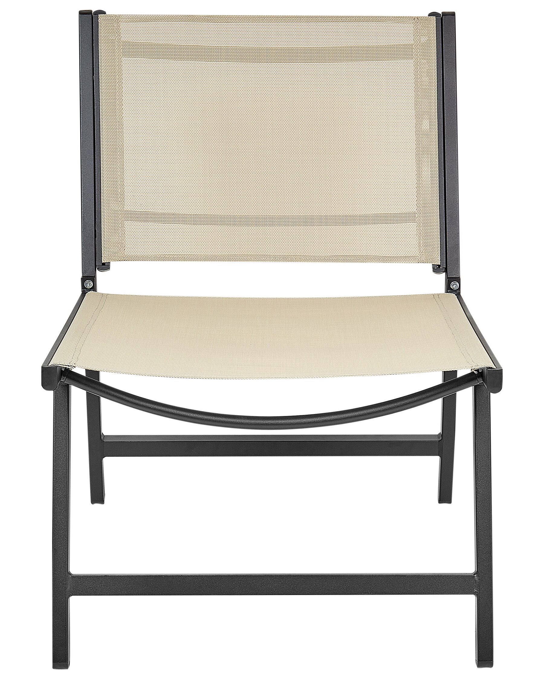 Garden Chair MARCEDDI with Footstool Metal Beige