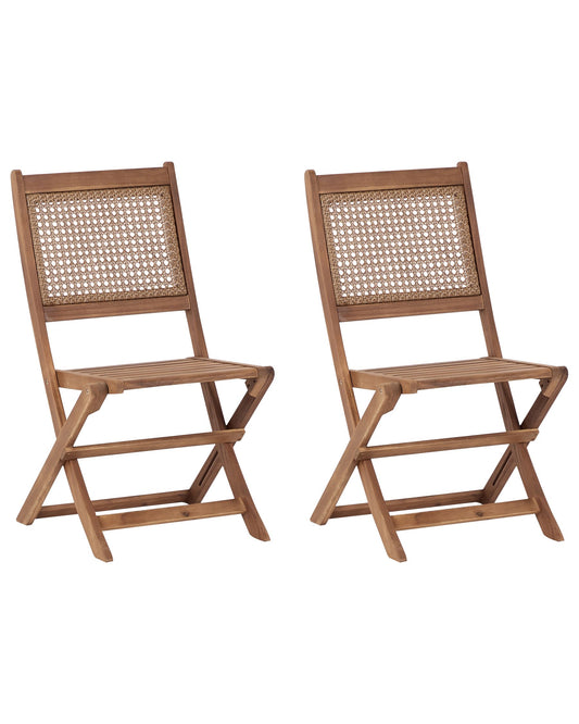 Set of 2 Garden Chairs PARAGGI Certified Acacia Wood Dark Brown