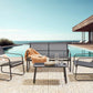 Garden Lounge Set with Table 4 Seater BARREA Metal Black