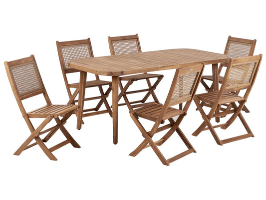 Garden Dining Set 6 Seater PARAGGI Certified Acacia Wood Natural