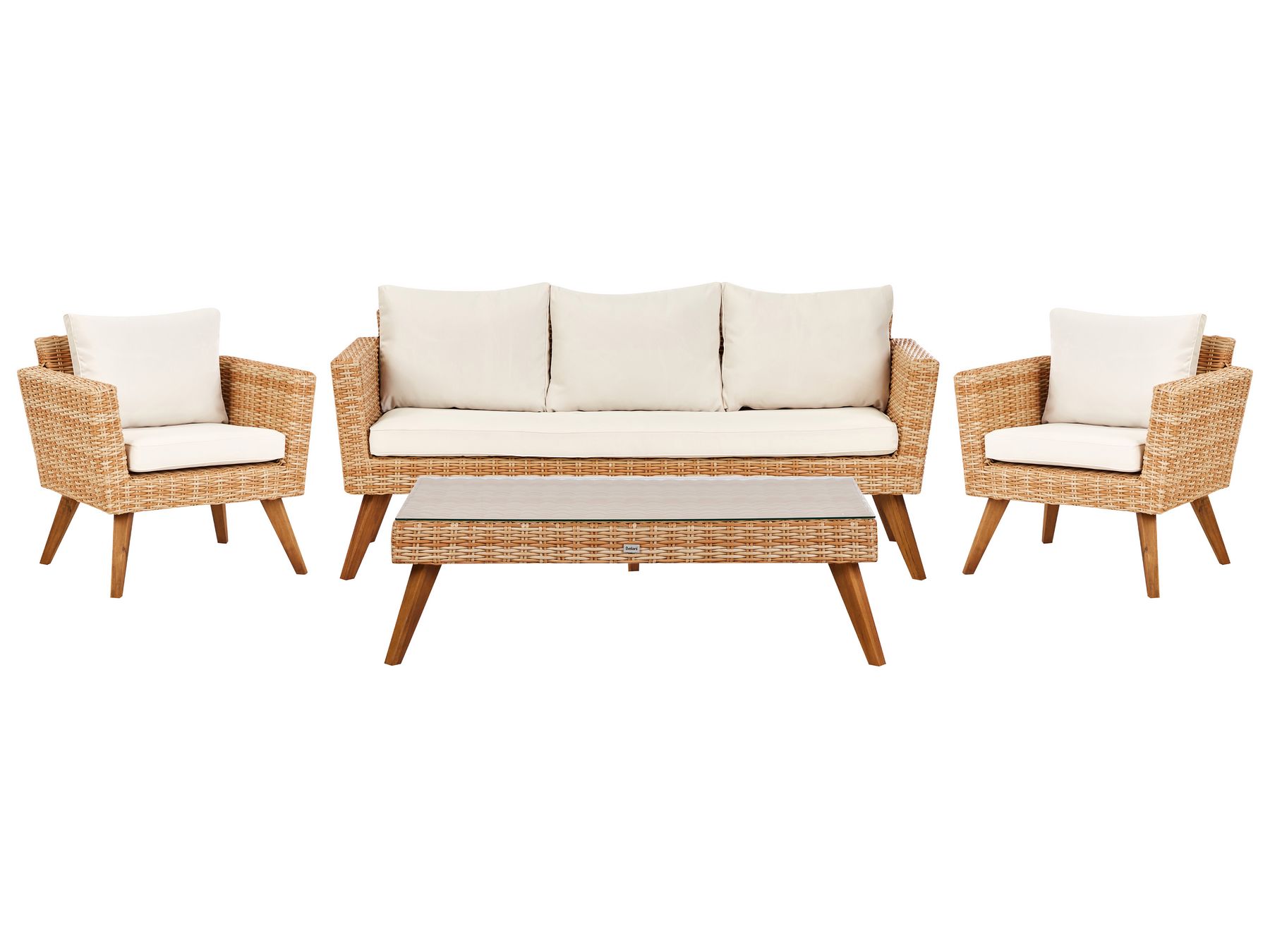 Garden Lounge Set with Table 5 Seater VITTORIA PE Rattan Off-White