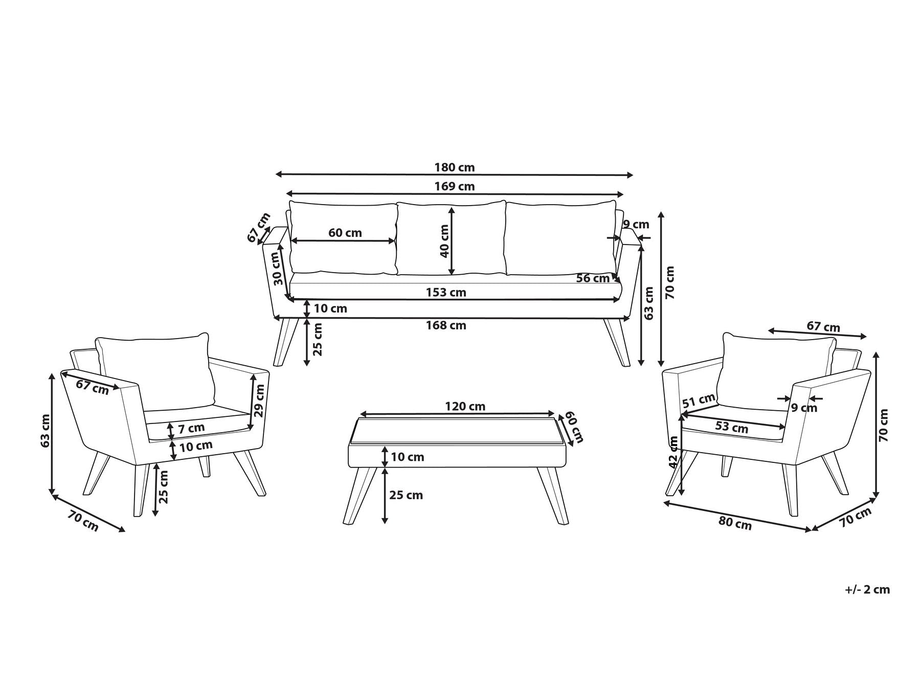 Garden Lounge Set with Table 5 Seater VITTORIA PE Rattan Off-White