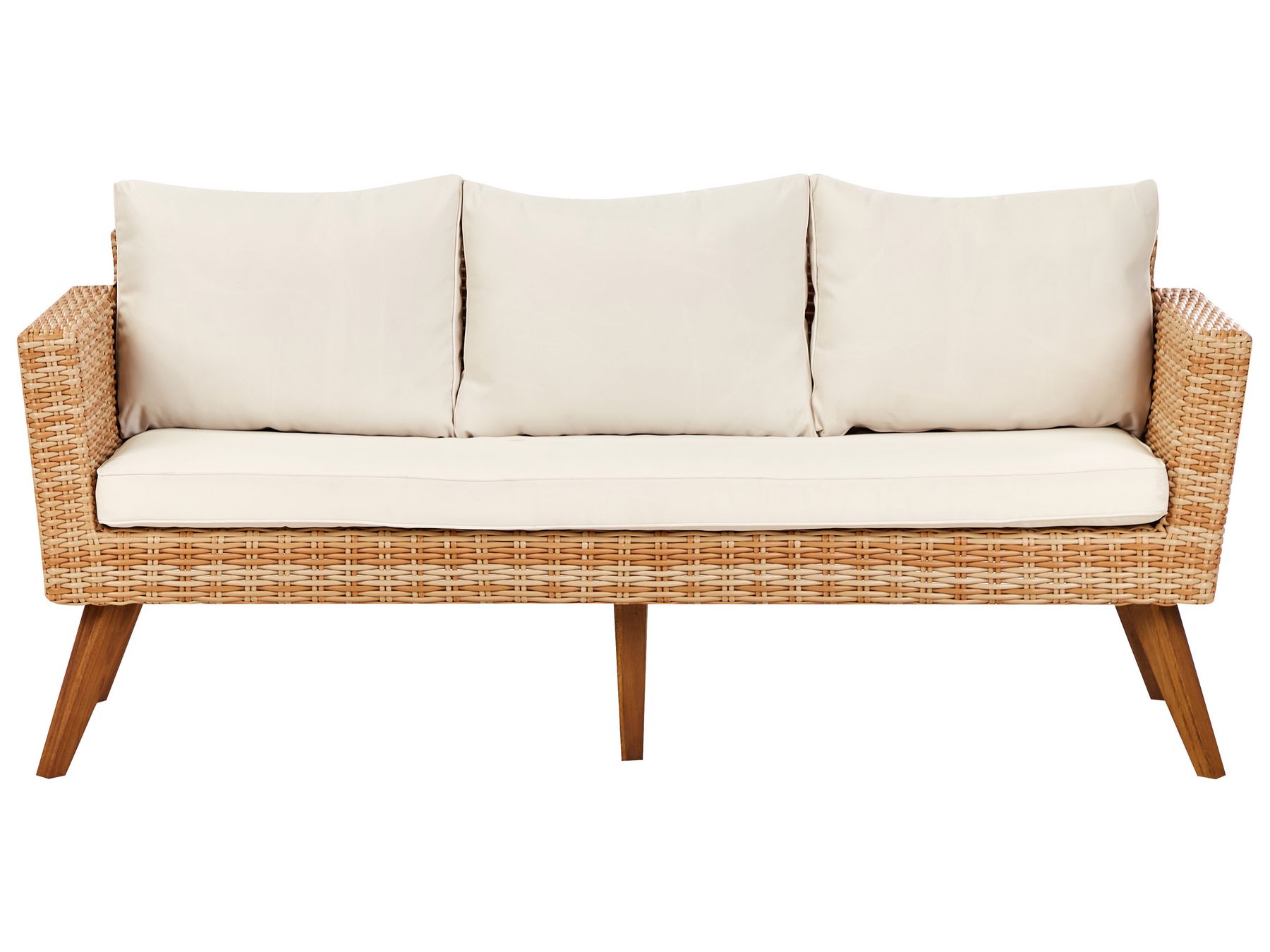Garden Lounge Set with Table 5 Seater VITTORIA PE Rattan Off-White