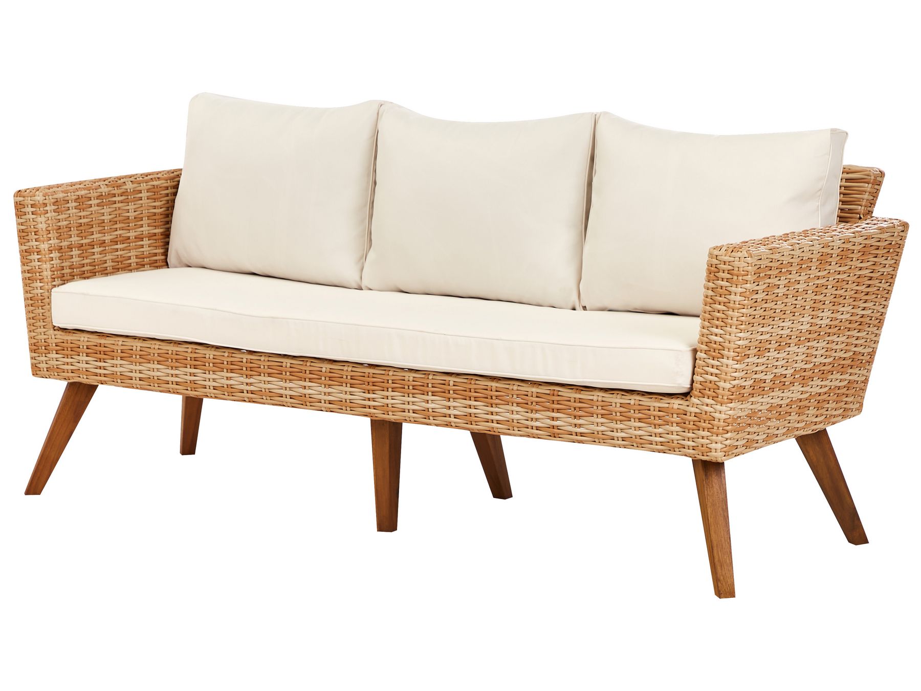 Garden Lounge Set with Table 5 Seater VITTORIA PE Rattan Off-White