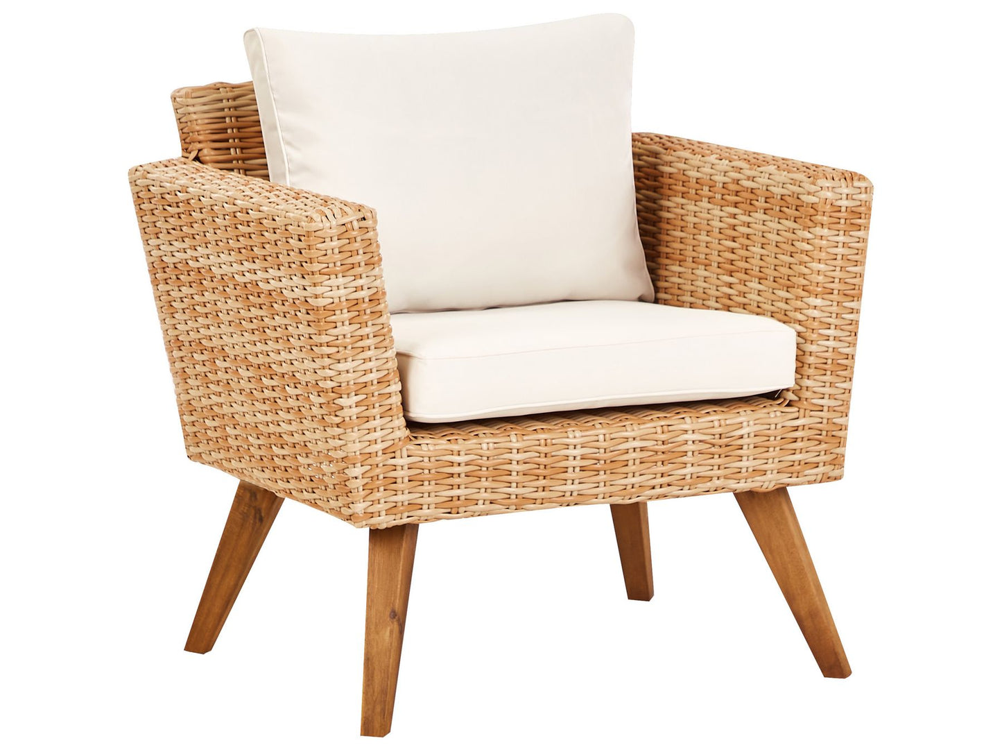 Garden Lounge Set with Table 5 Seater VITTORIA PE Rattan Off-White