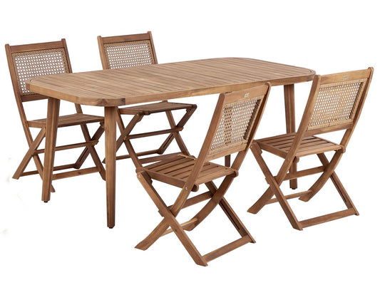 Garden Dining Set 4 Seater PARAGGI Certified Acacia Wood Dark Brown