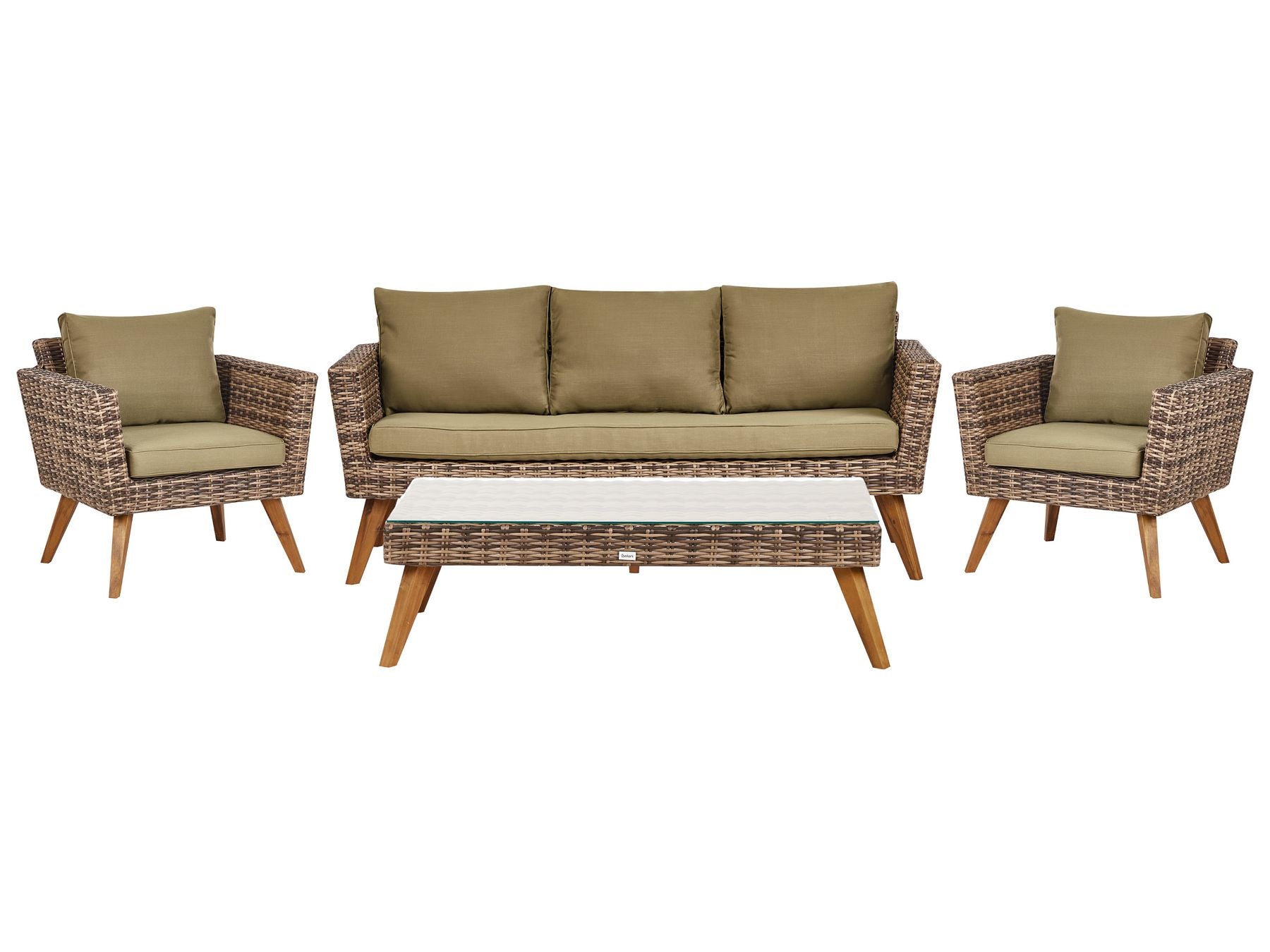Garden Lounge Set with Table 5 Seater VITTORIA PE Rattan Olive Green
