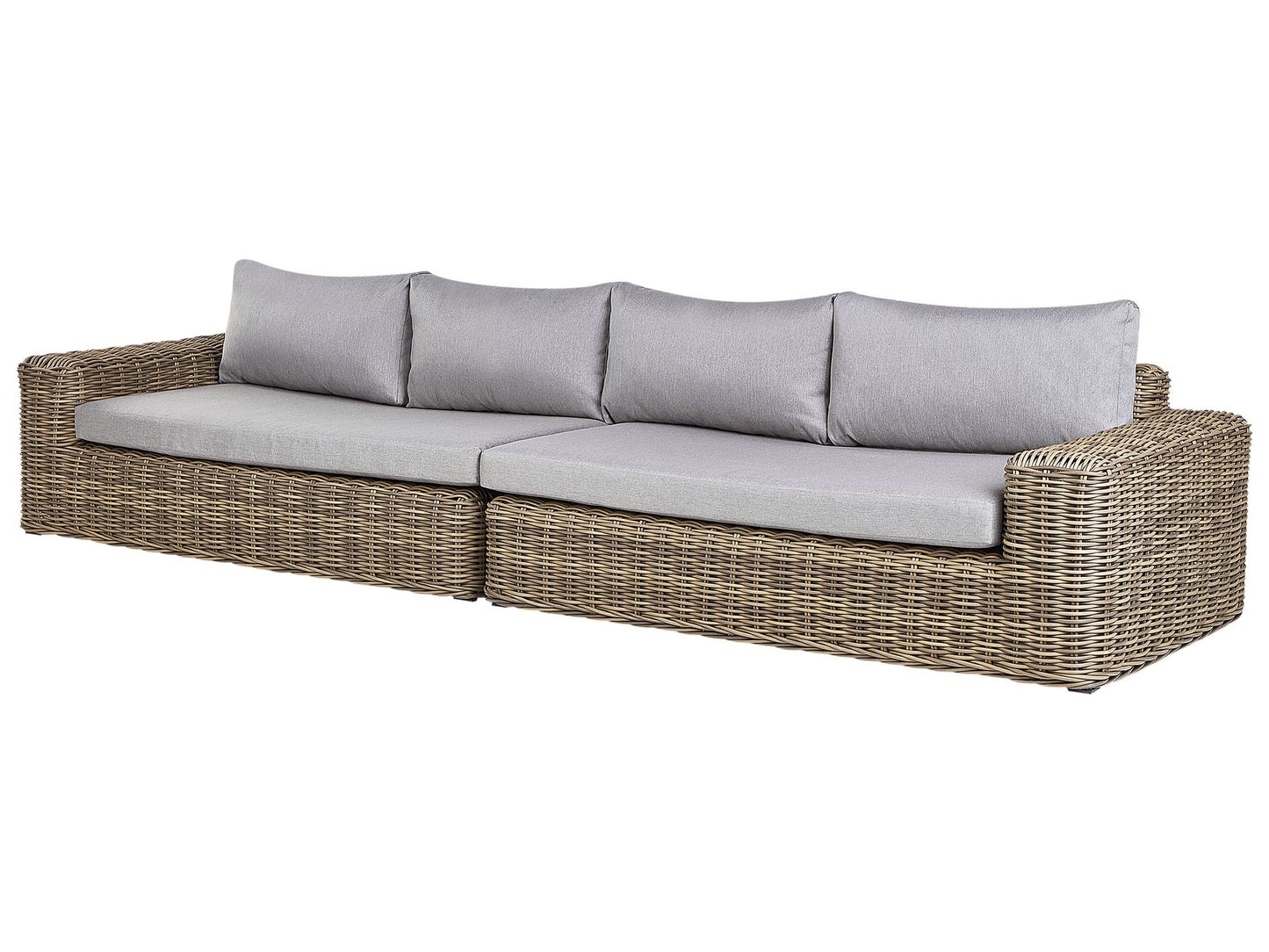 Garden Corner Sofa with Ottoman 6 Seater PALERMO Modular PE Rattan Light Brown