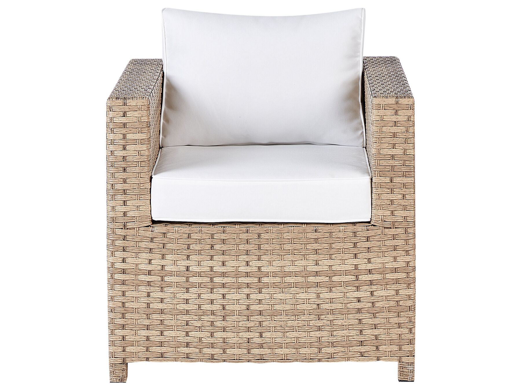 Garden Lounge Set with Table and Ottoman 4 Seater MILANO PE Rattan Off-White