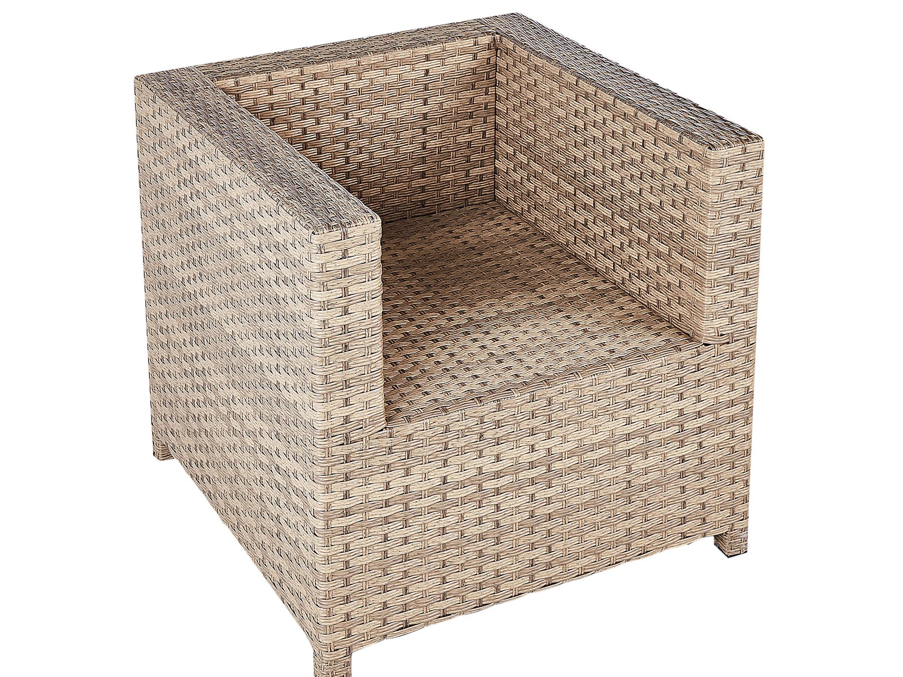 Garden Lounge Set with Table and Ottoman 4 Seater MILANO PE Rattan Off-White