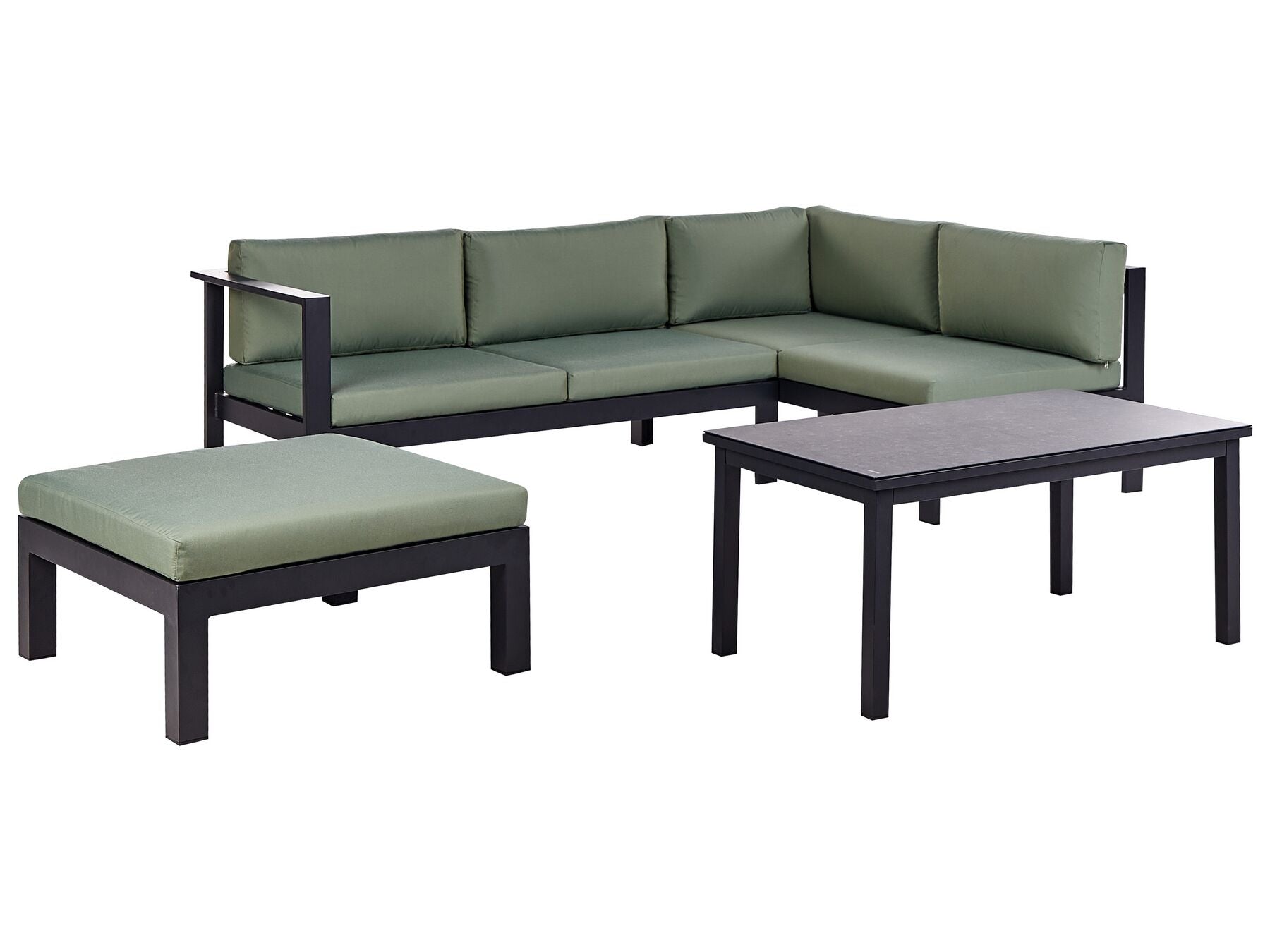 Garden Corner Sofa with Table 5 Seater MESSINA Left Hand Metal Green