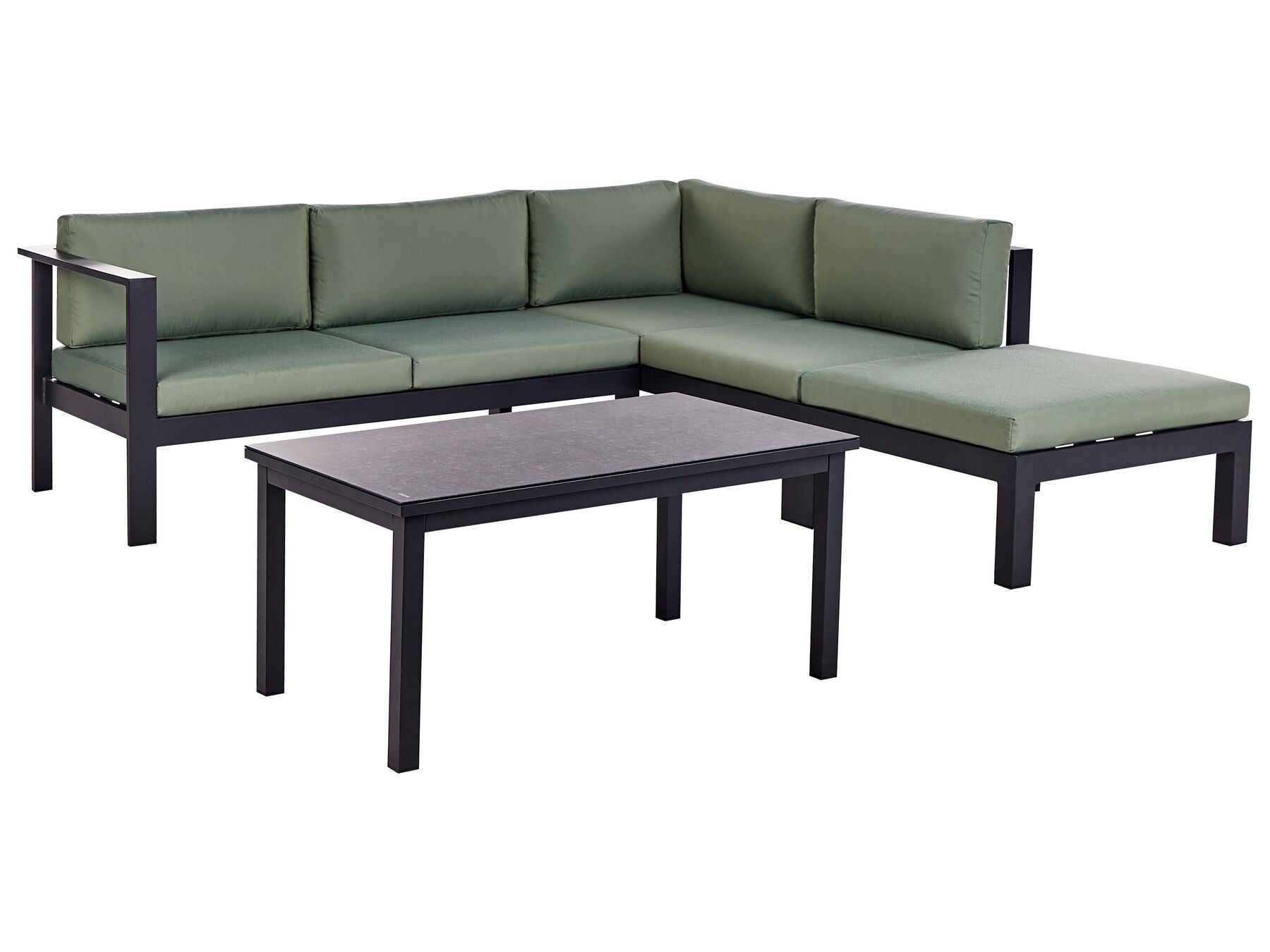 Garden Corner Sofa with Table 5 Seater MESSINA Left Hand Metal Green