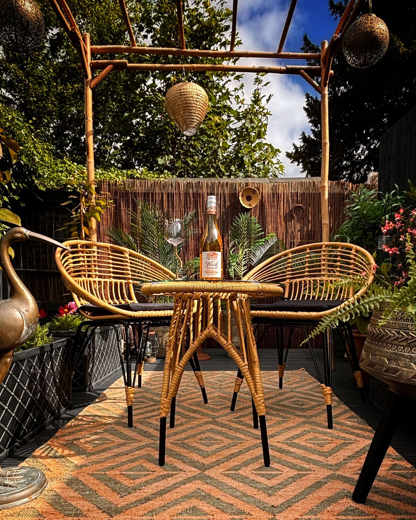 Bistro Set with Cushions PELLARO PE Rattan Black
