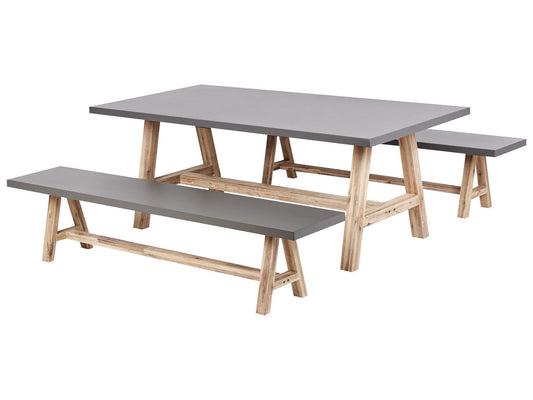 Garden Dining Set with Benches 6 Seater TONNARE Concrete Grey