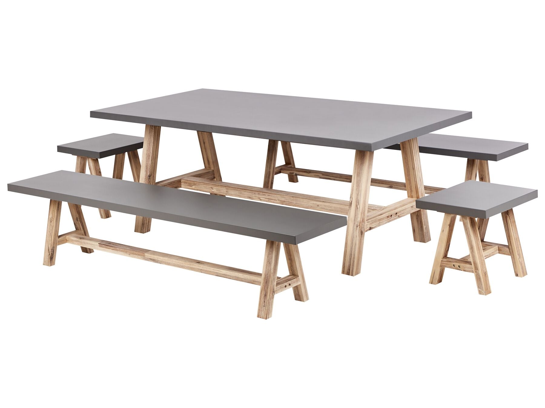 Garden Dining Set with Benches 8 Seater TONNARE Concrete Grey