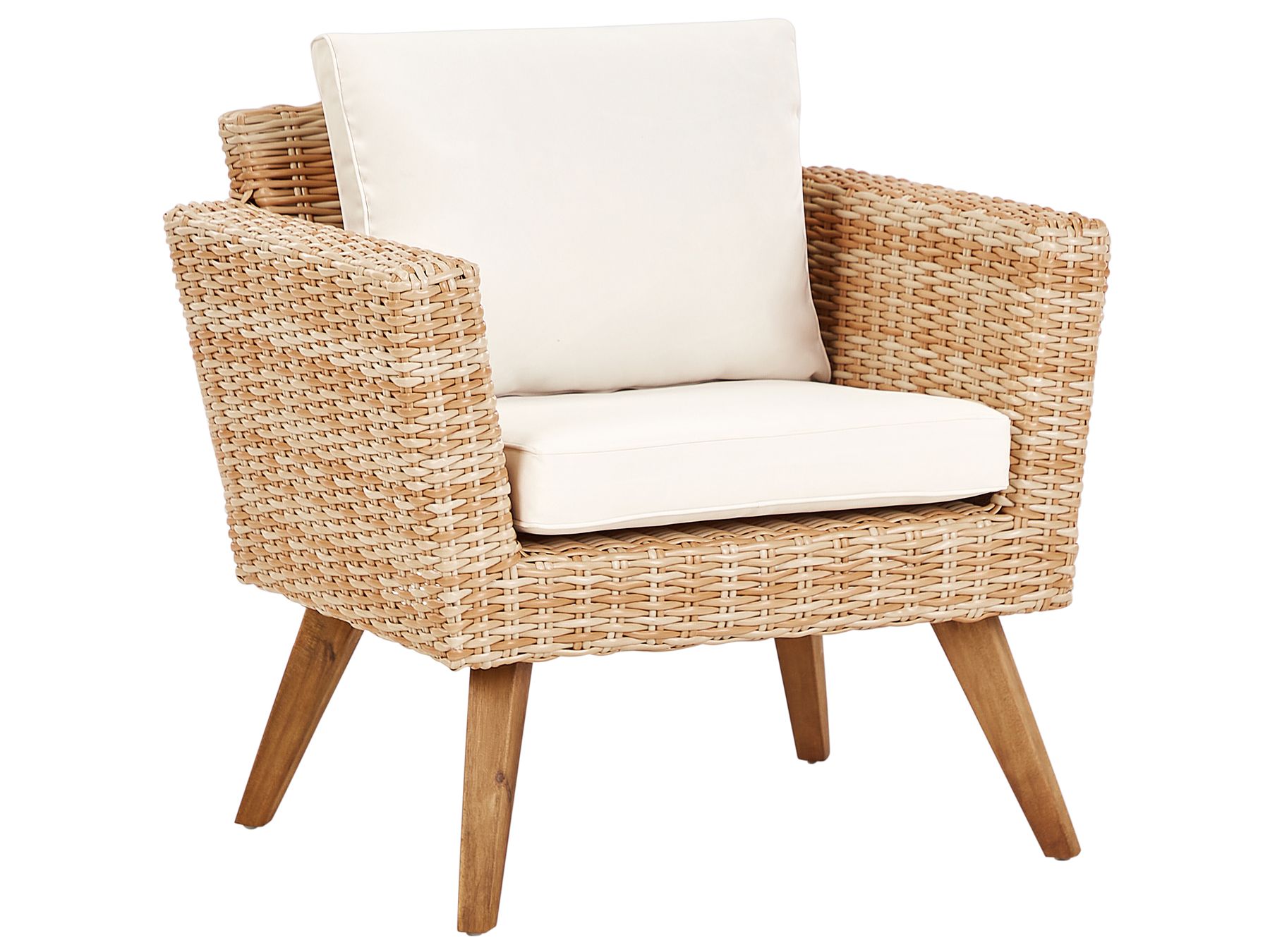 Garden Lounge Set with Table 4 Seater VITTORIA PE Rattan Off-White