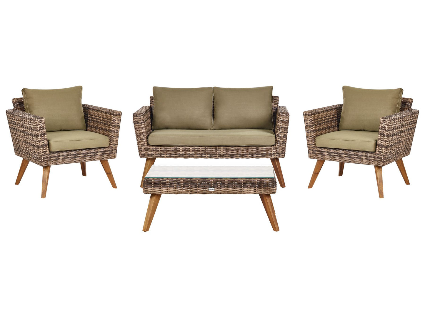 Garden Lounge Set with Table 4 Seater VITTORIA PE Rattan Olive Green