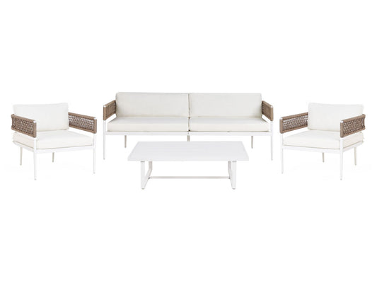 Garden Lounge Set with Table 5 Seater SERLA Metal White