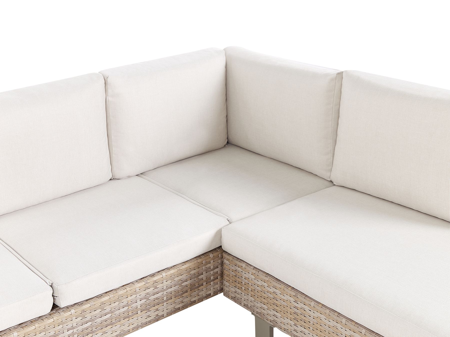 Garden Corner Sofa with Table 5 Seater Right Hand Rattan Off-White