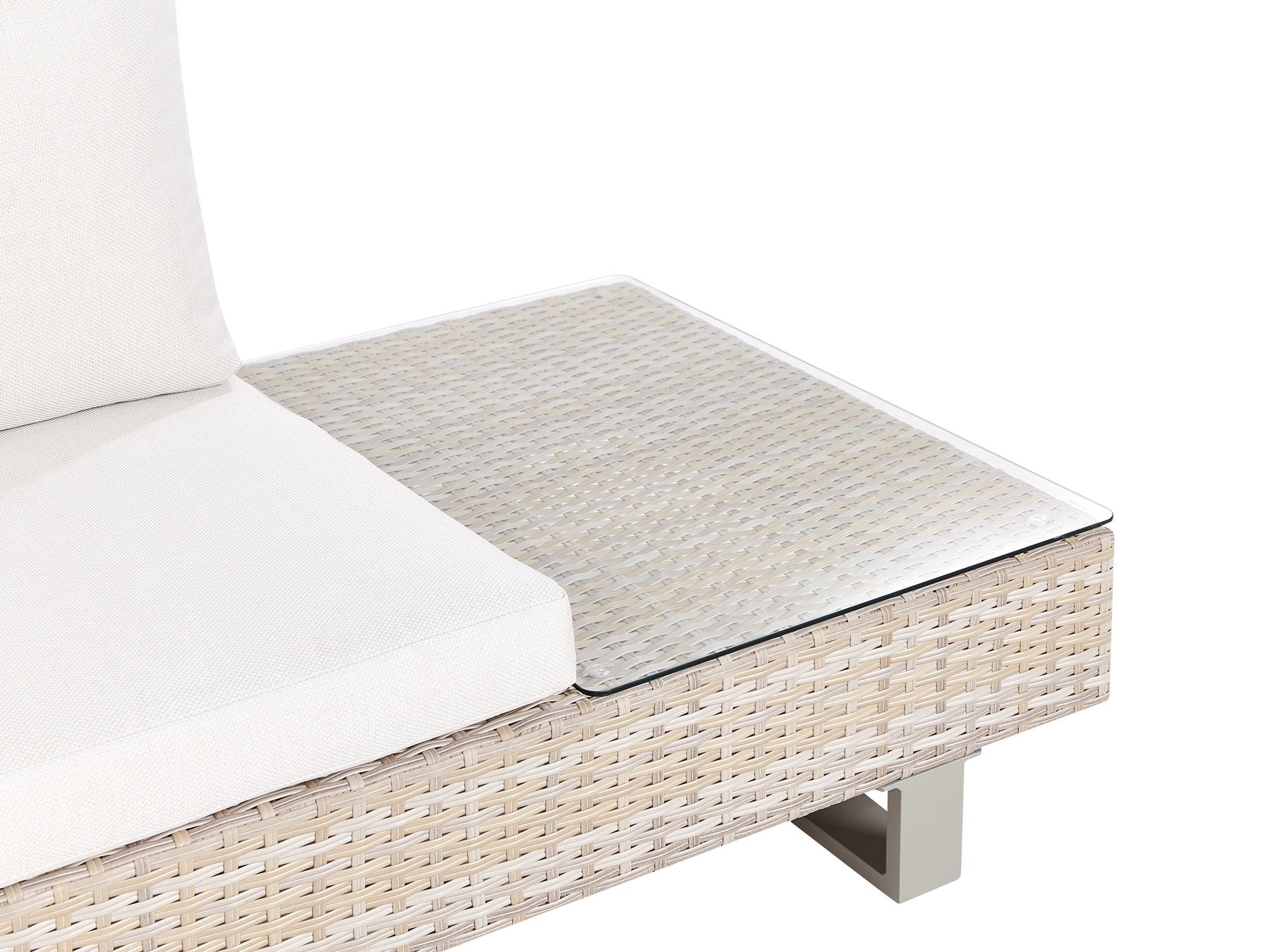 Garden Corner Sofa with Table 5 Seater Right Hand Rattan Off-White