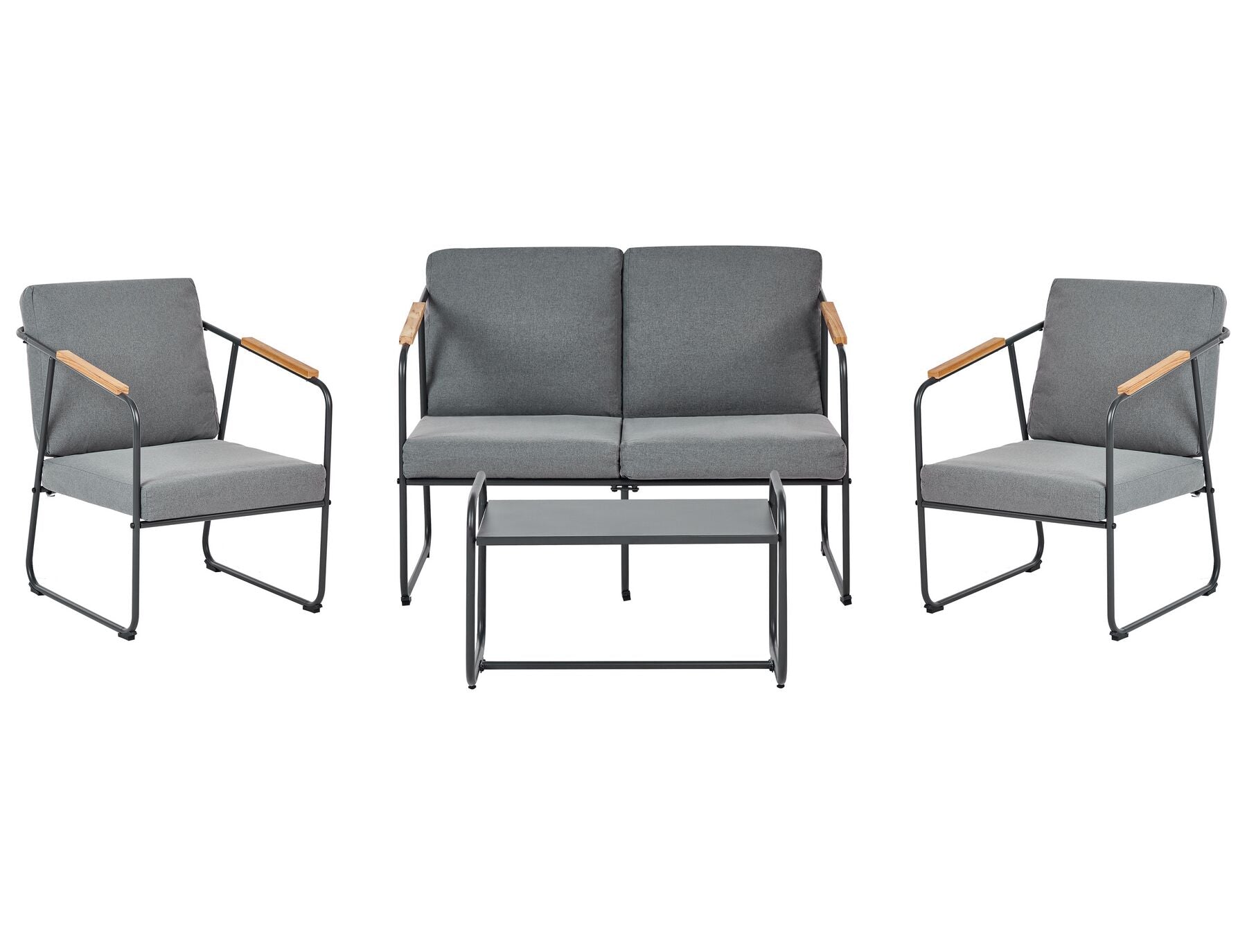 Garden Lounge Set with Table 4 Seater VEZZANA Metal Grey