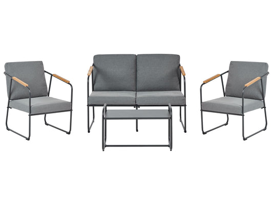 Garden Lounge Set with Table 4 Seater VEZZANA Metal Grey