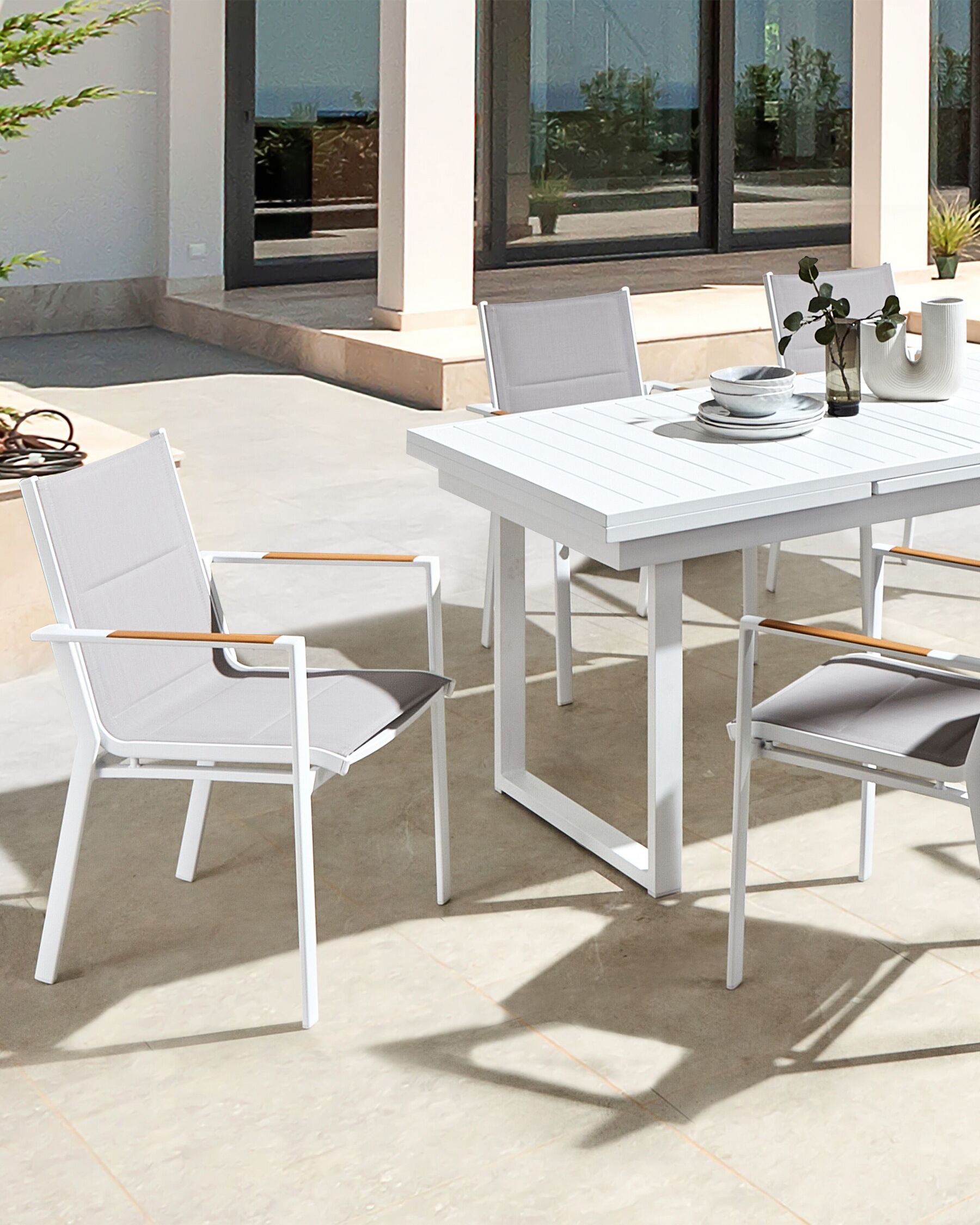 Set of 4 Garden Chairs BUSSETO Metal Grey