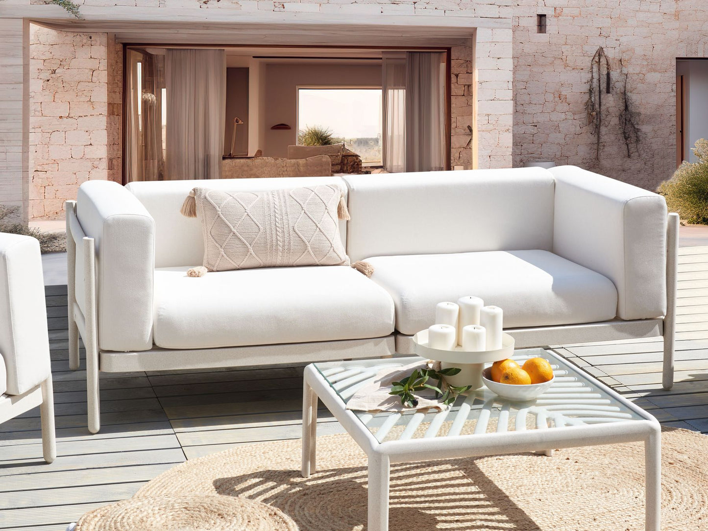 Garden Sofa 2 Seater FERRETTI Light Beige