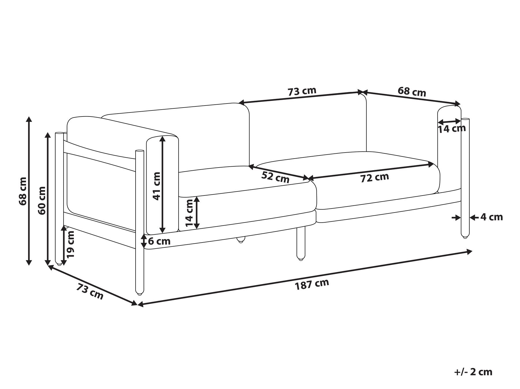 Garden Sofa 2 Seater FERRETTI Light Beige