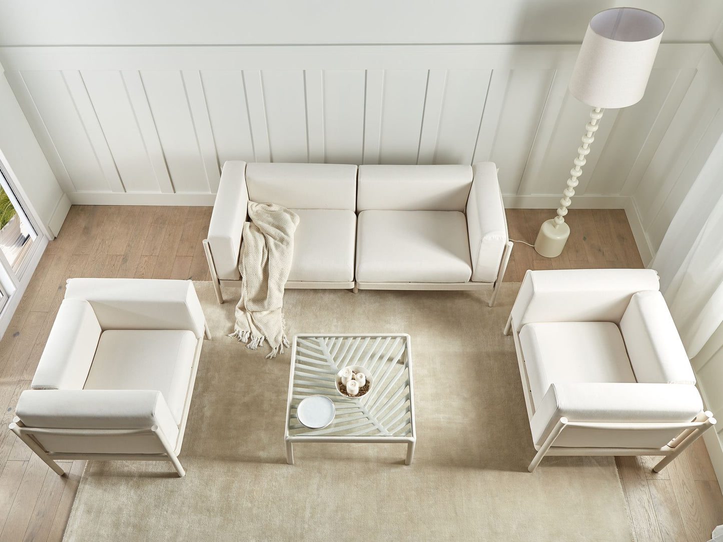 Garden Lounge Set with Table 4 Seater FERRETTI Light Beige