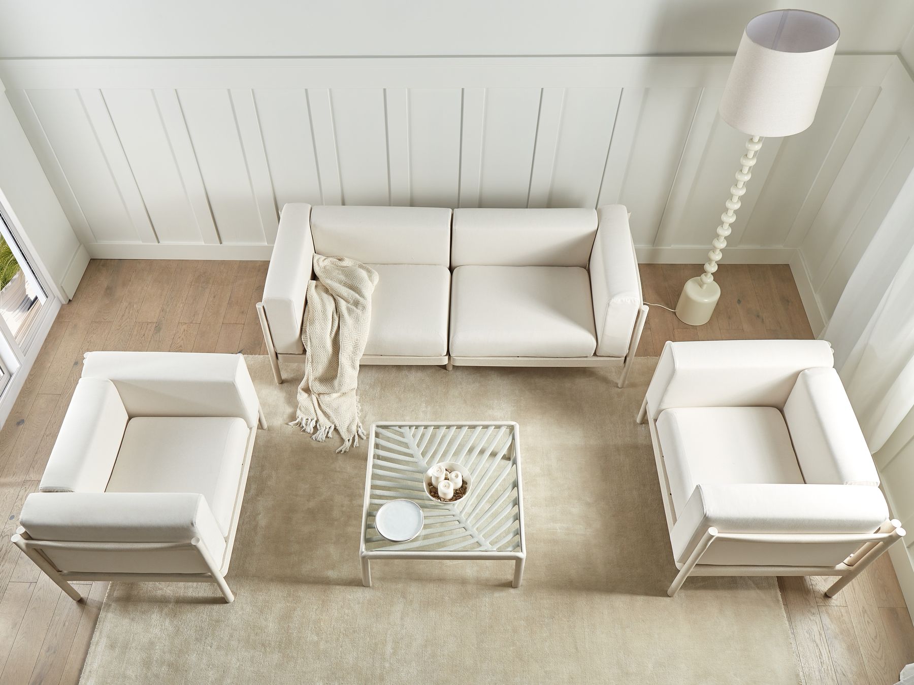 Garden Lounge Set with Table 4 Seater FERRETTI Light Beige