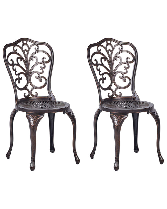 Set of 2 Garden Chairs TRIORA Metal Brown