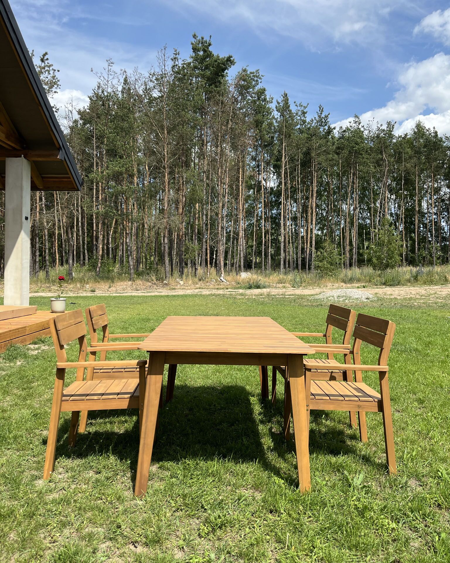 Garden Dining Set 4 Seater FORNELLI Acacia Wood Brown