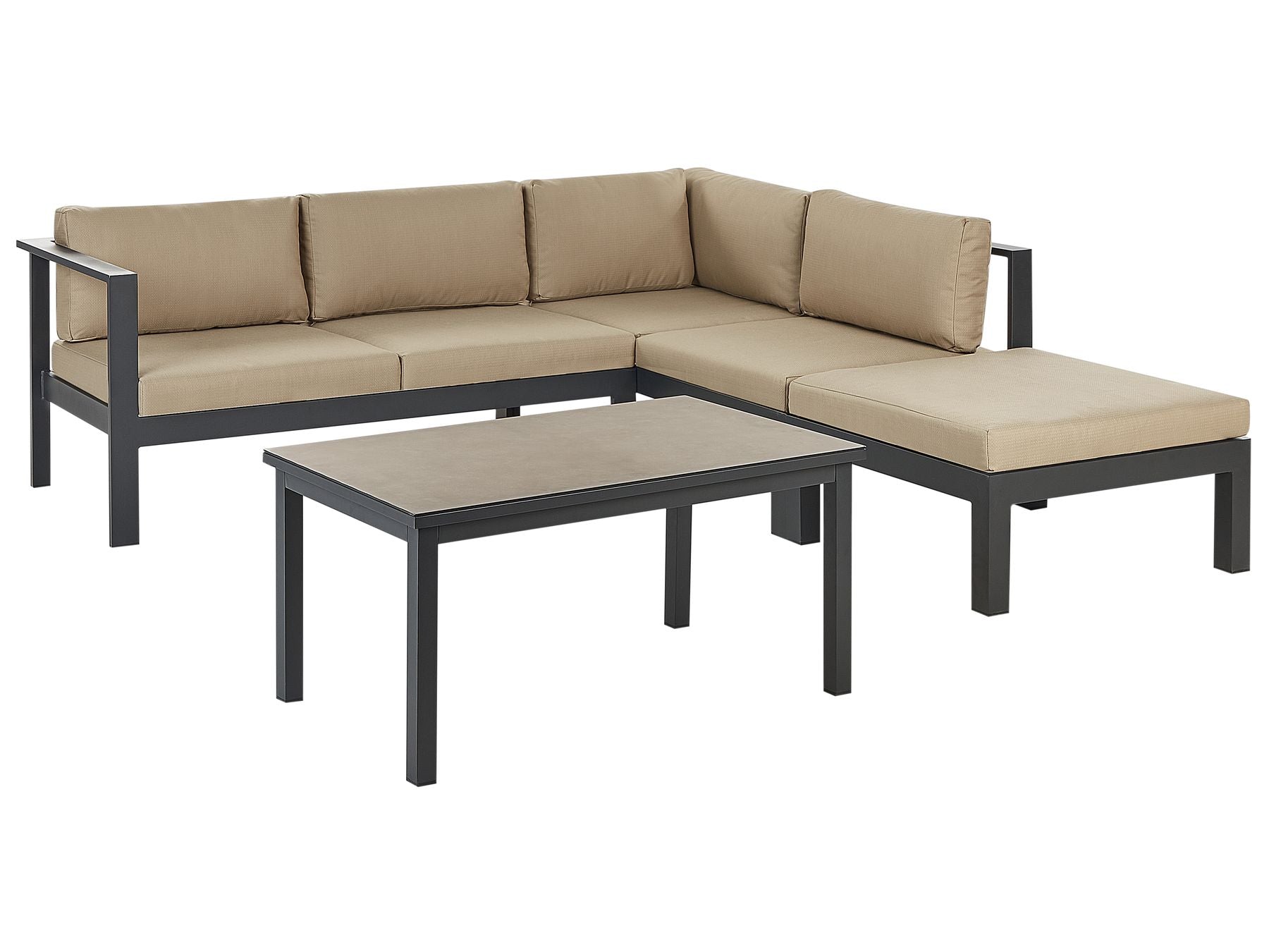Garden Corner Sofa with Table 5 Seater MESSINA Left Hand Metal Sand Beige