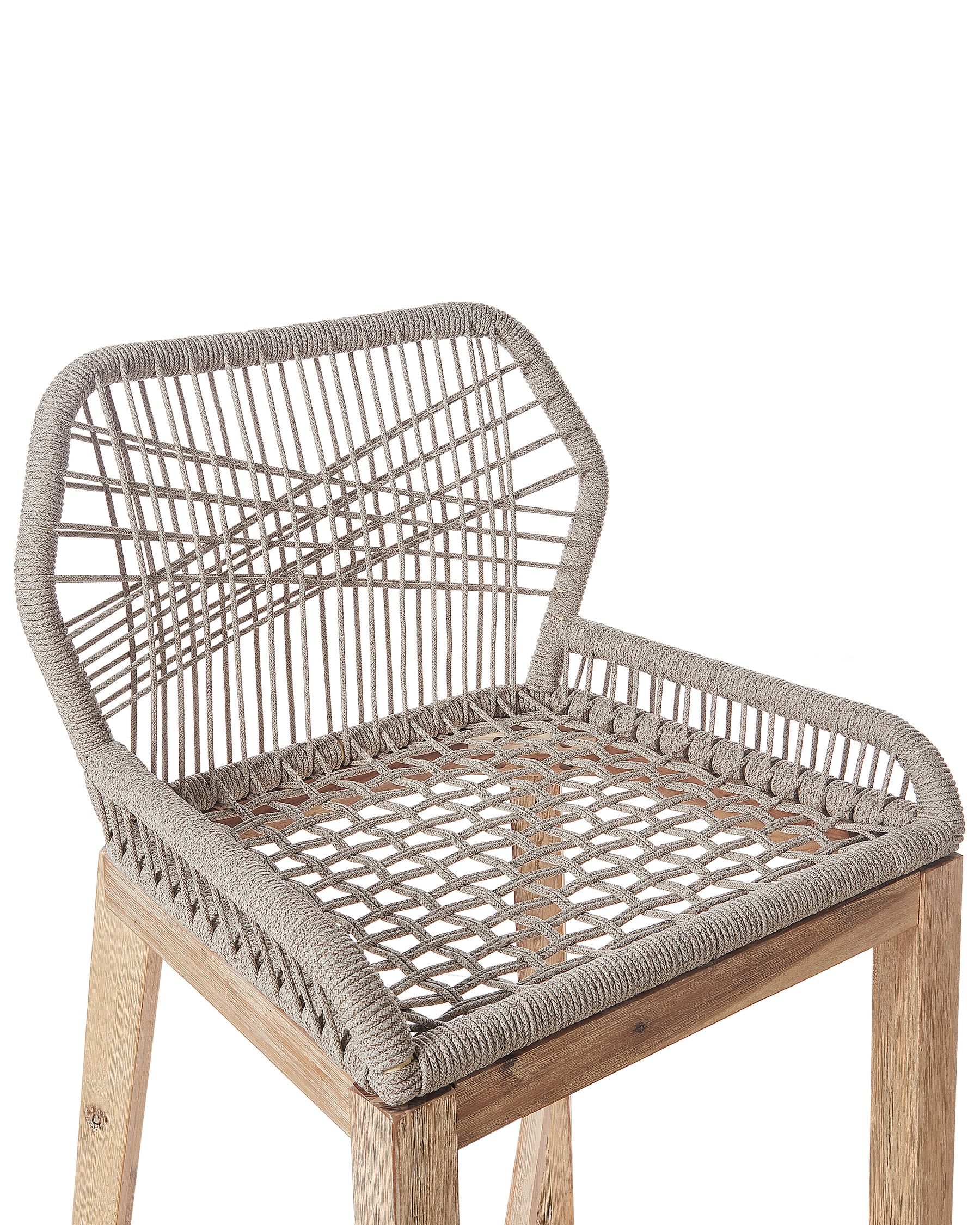 Set of 2 Garden Bar Chairs TALAMONE Acacia Wood Beige