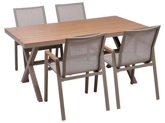 Garden Dining Set 4 Seater TIANO Metal Grey