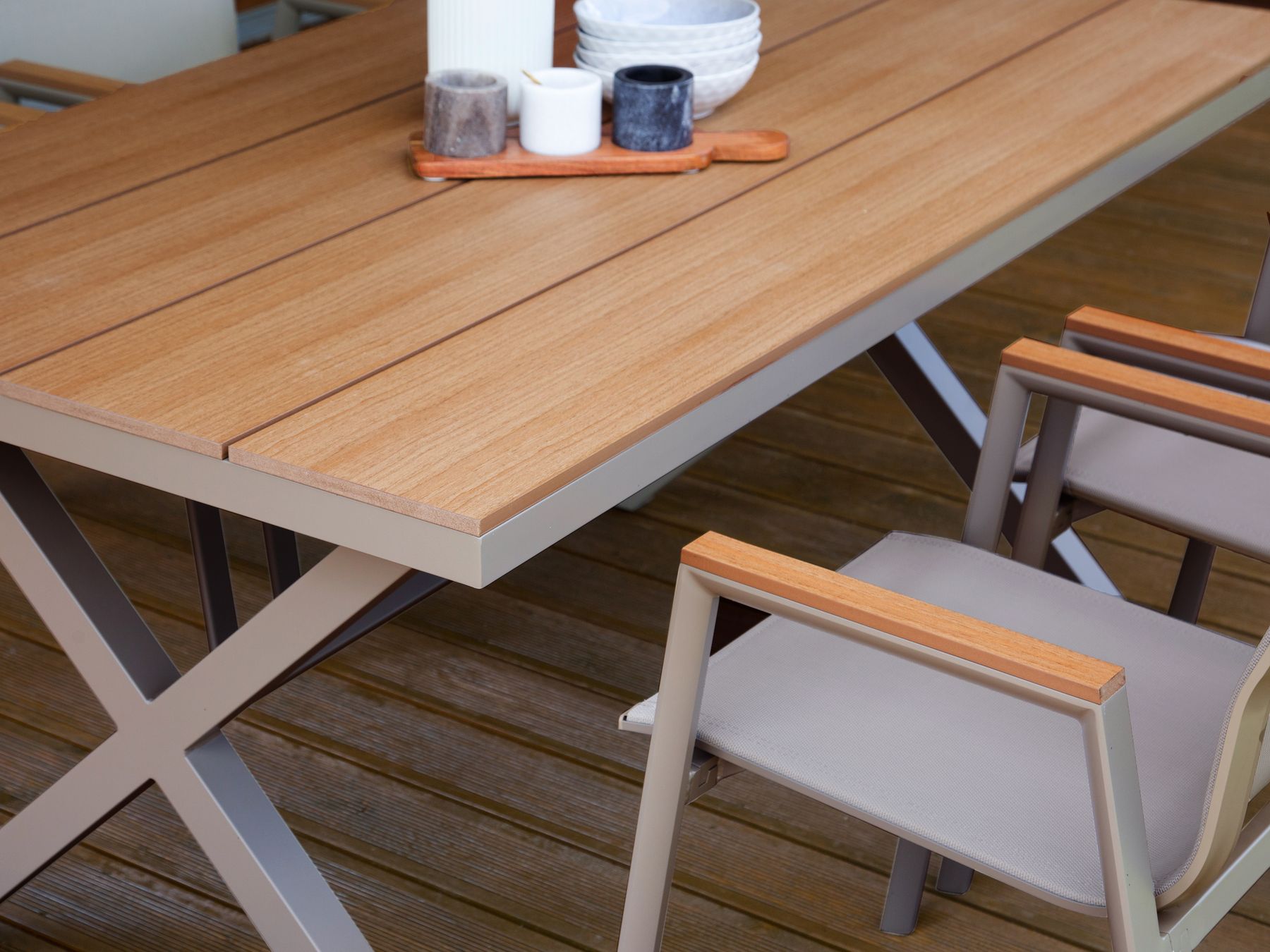 Garden Dining Set 4 Seater TIANO Metal Grey