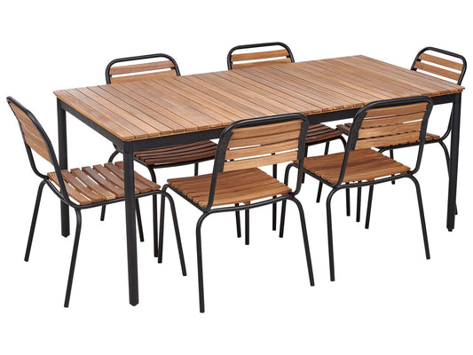 Garden Dining Set 6 Seater VALLESE Acacia Wood Brown