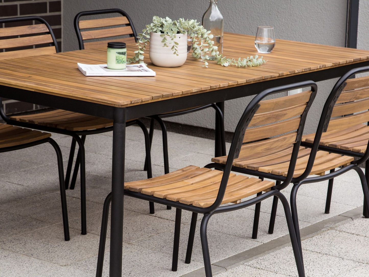 Garden Dining Set 6 Seater VALLESE Acacia Wood Brown