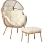 Garden Chair MURANO with Footstool PE Rattan Natural
