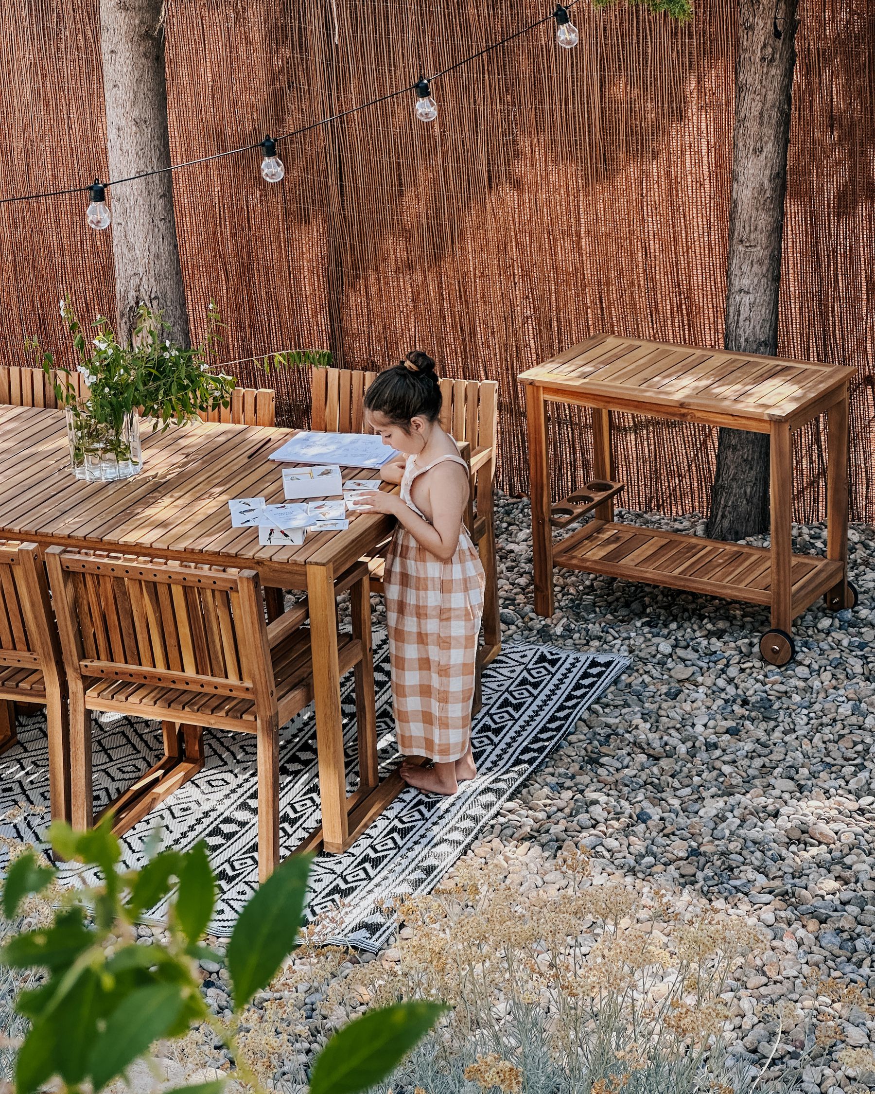 Garden Dining Set with Trolley 6 Seater SASSARI II Certified Acacia Wood Light Brown