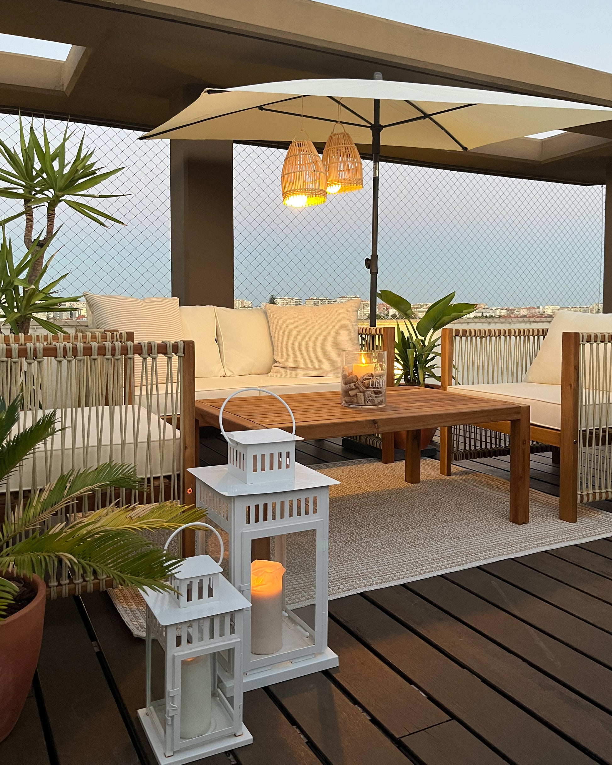 Garden Lounge Set with Table 4 Seater ANTRIA Acacia Wood Beige