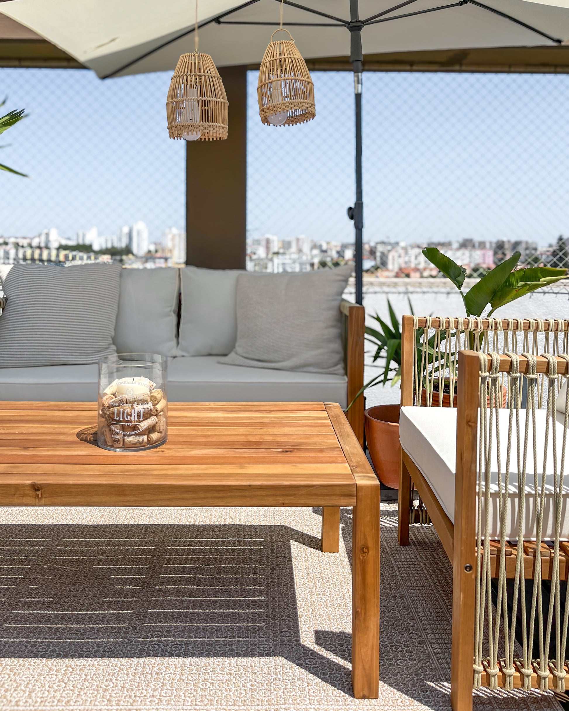 Garden Lounge Set with Table 4 Seater ANTRIA Acacia Wood Beige