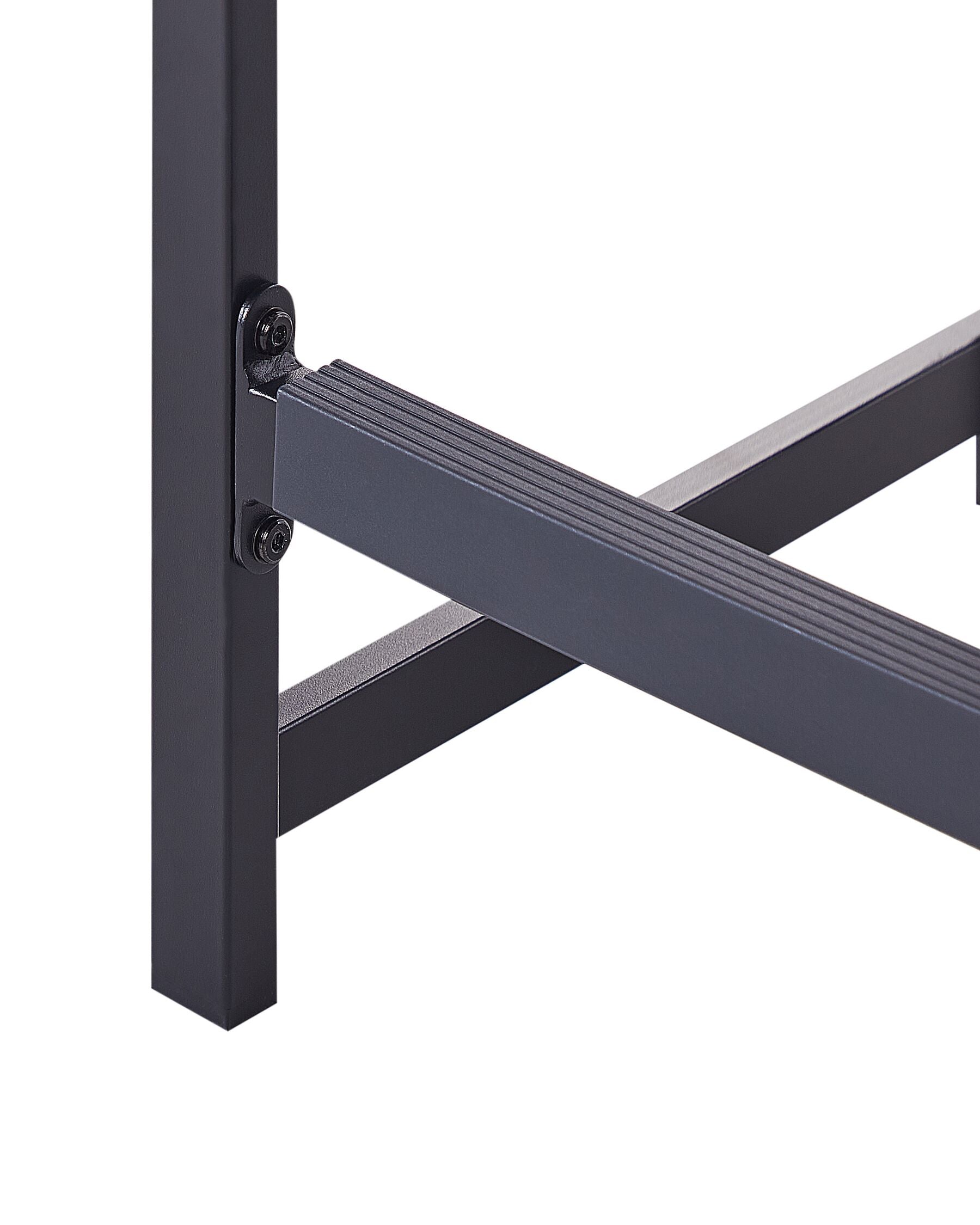 Steel Garden Stool Black and Light Wood AVETRANA