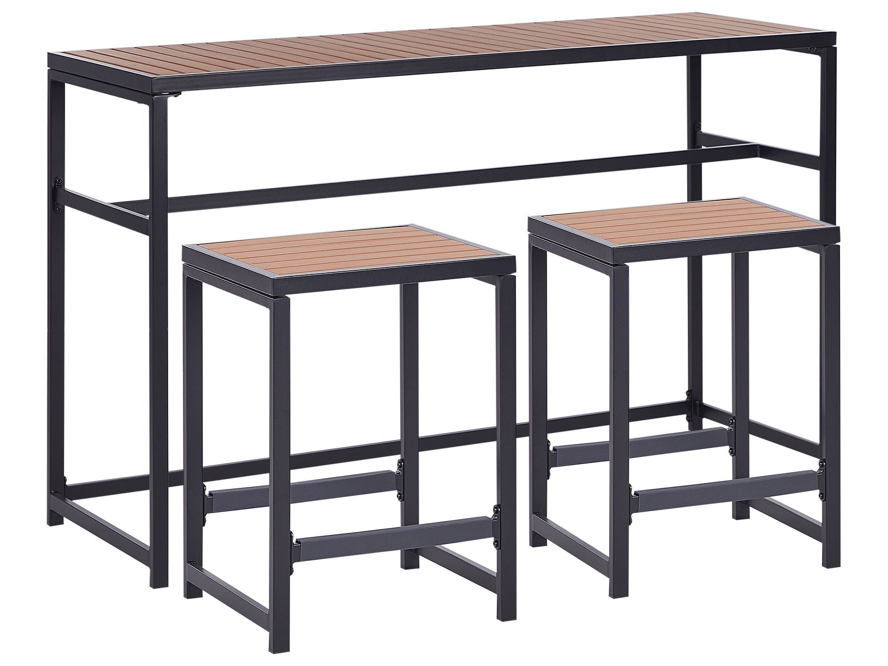Garden Bar Set 2 Seater AVETRANA Metal Brown/ Black