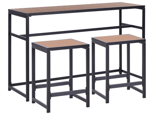 Garden Bar Set 2 Seater AVETRANA Metal Brown/ Black