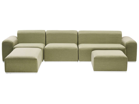 Garden Sofa with Ottoman 7 Seater BATTIFOLLO Modular Olive Green