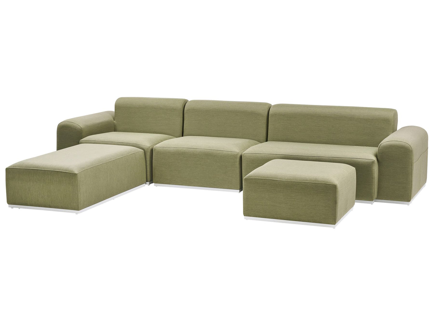 Garden Sofa with Ottoman 7 Seater BATTIFOLLO Modular Olive Green