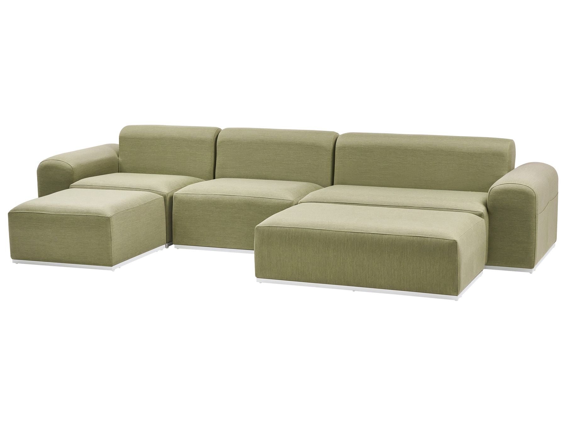 Garden Sofa with Ottoman 7 Seater BATTIFOLLO Modular Olive Green