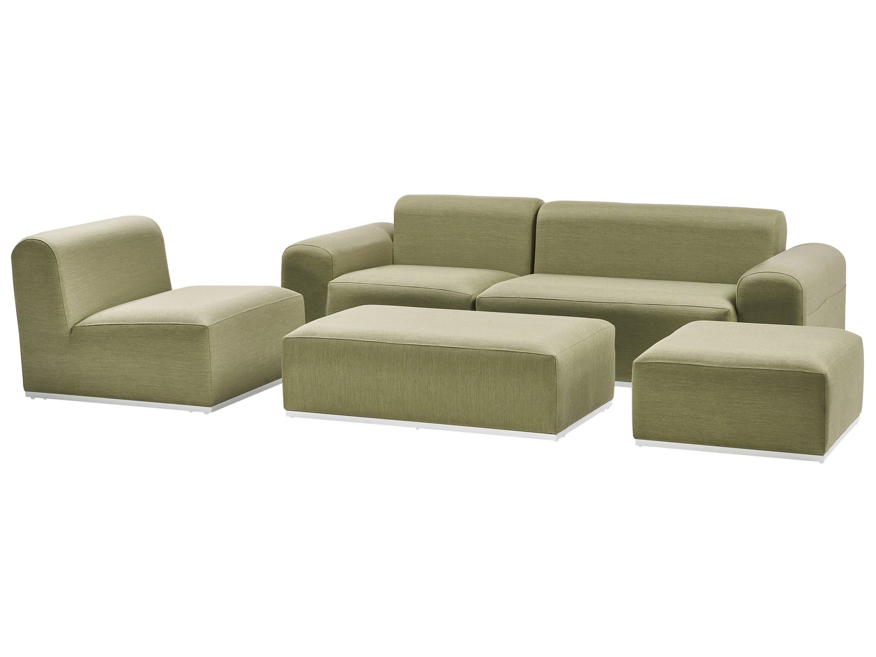 Garden Sofa with Ottoman 7 Seater BATTIFOLLO Modular Olive Green